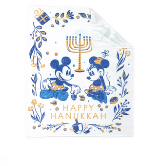 Disney Parks Mickey and Minnie with Menorah Hanukkah Throw Blanket New with Tag