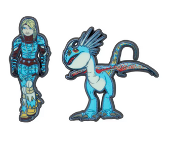 Universal Studios How To Train Your Dragon Astrid & Stormfly Pin Set New W Card