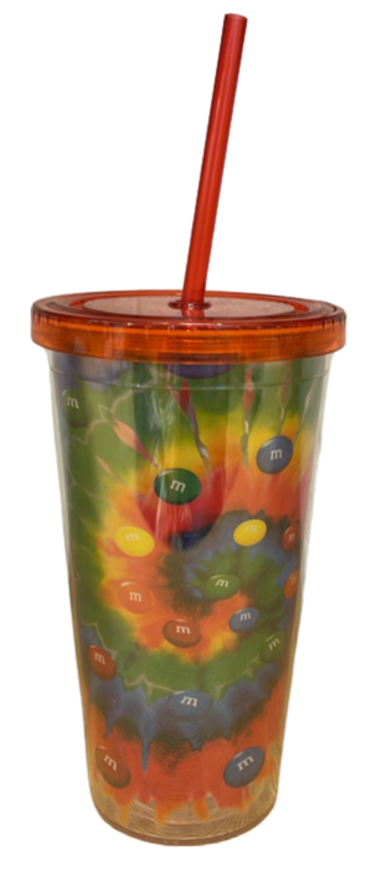 M&M's World Tie Dye Plastic Tumbler with Straw New With Tag