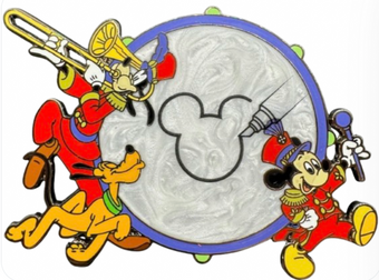Disney Parks Mickey Pluto and Goofy Marching Band Dry Erase Board Pin New w Card