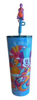 Disney Parks WDW Starbucks Epcot Stainless Steel Tumbler w Straw New With Tag