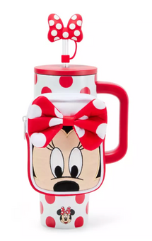 Disney Parks Minnie Mouse 30oz Stainless Steel Travel Tumbler Zip Case New W Tag