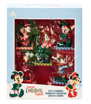 Disney Parks Mickey Mouse Friends Holiday Sketchbook Ornament Set New with Tag
