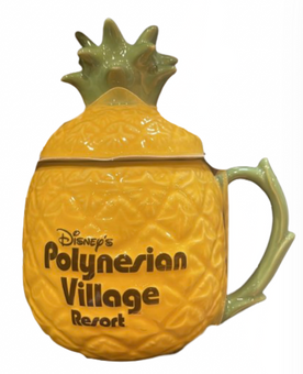 Disney Parks Polynesian Village Resort Pineapple Coffee Mug w Lid New With Tag