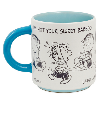 Hallmark Peanuts 75th Anniversary Linus Through the Decades Coffee Mug New