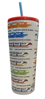 Disney Parks Monorail Tumbler with Straw Please Stand Clear Travel Stainless New