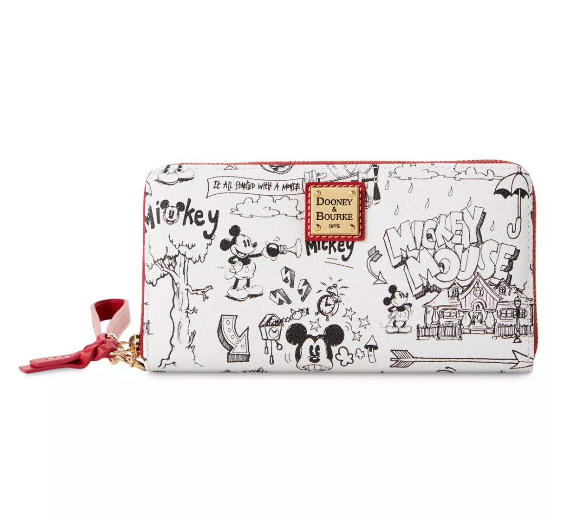 Disney Parks Mickey Sketch Art Dooney & Bourke Wristlet Wallet New with Tag