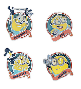 Hallmark Minions & Monsters Pin Set 4 Creative/Action/BBF/Suspence New With Tag