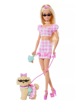 Barbie Twinning Looks Fashion Doll with Pet Dog Matching Pink Toy New with Tag