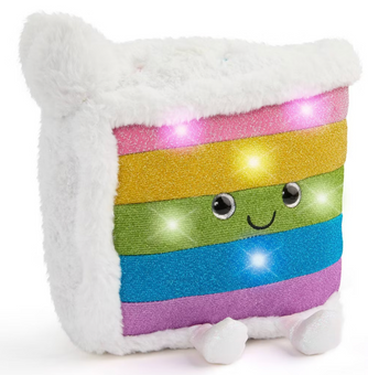 FAO Schwarz 11" Glow Brights Plush LED with Sound Rainbow Cake Toy New With Tag