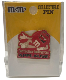 M&M's World Red Character Holding your Applause Collectible Pin New with Tag