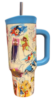 Disney Parks Character Sketches Travel Tumbler New With Tag