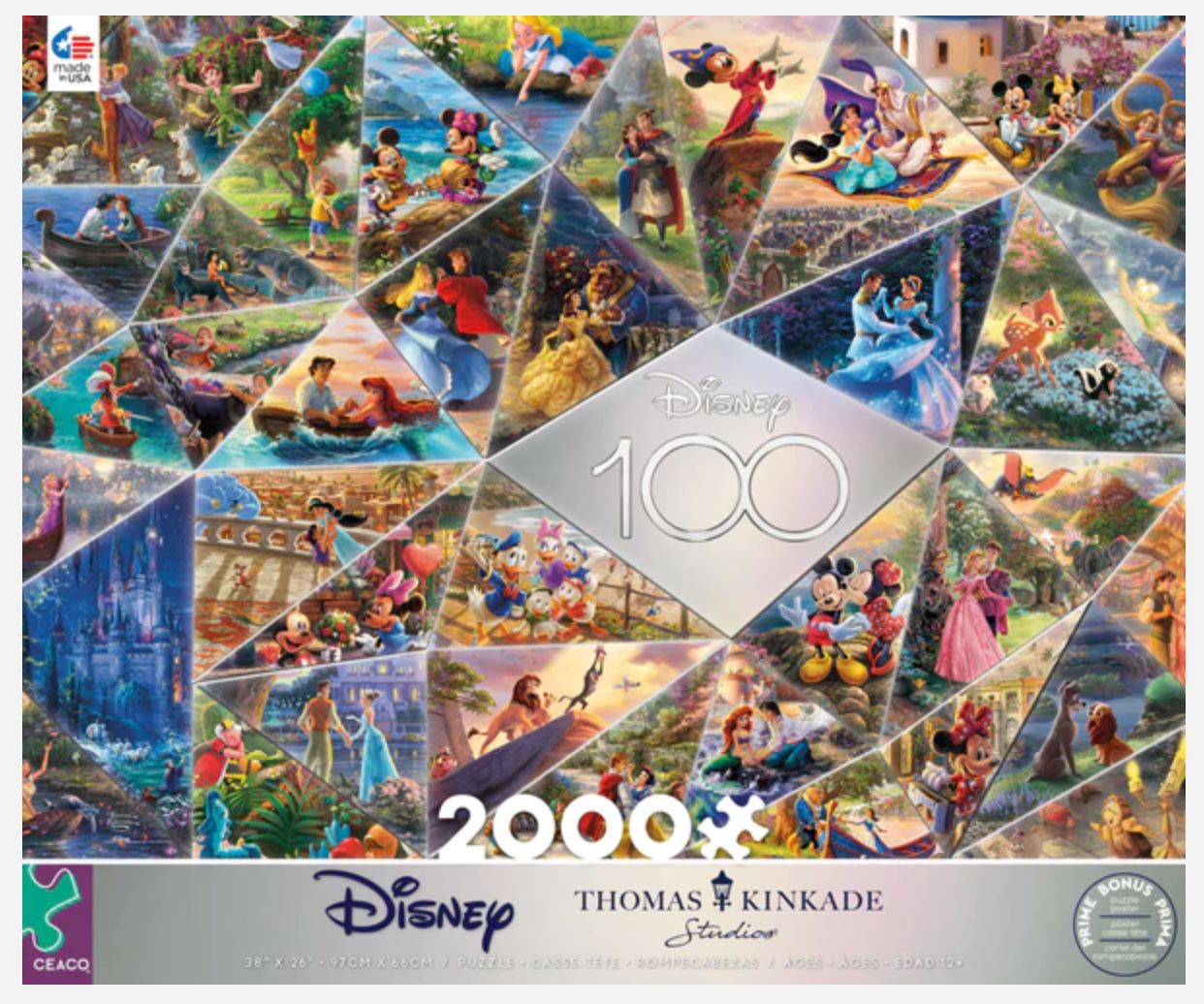 Ceaco Thomas Kinkade Disney 100 - Collage - 2000 Piece Puzzle New with Box