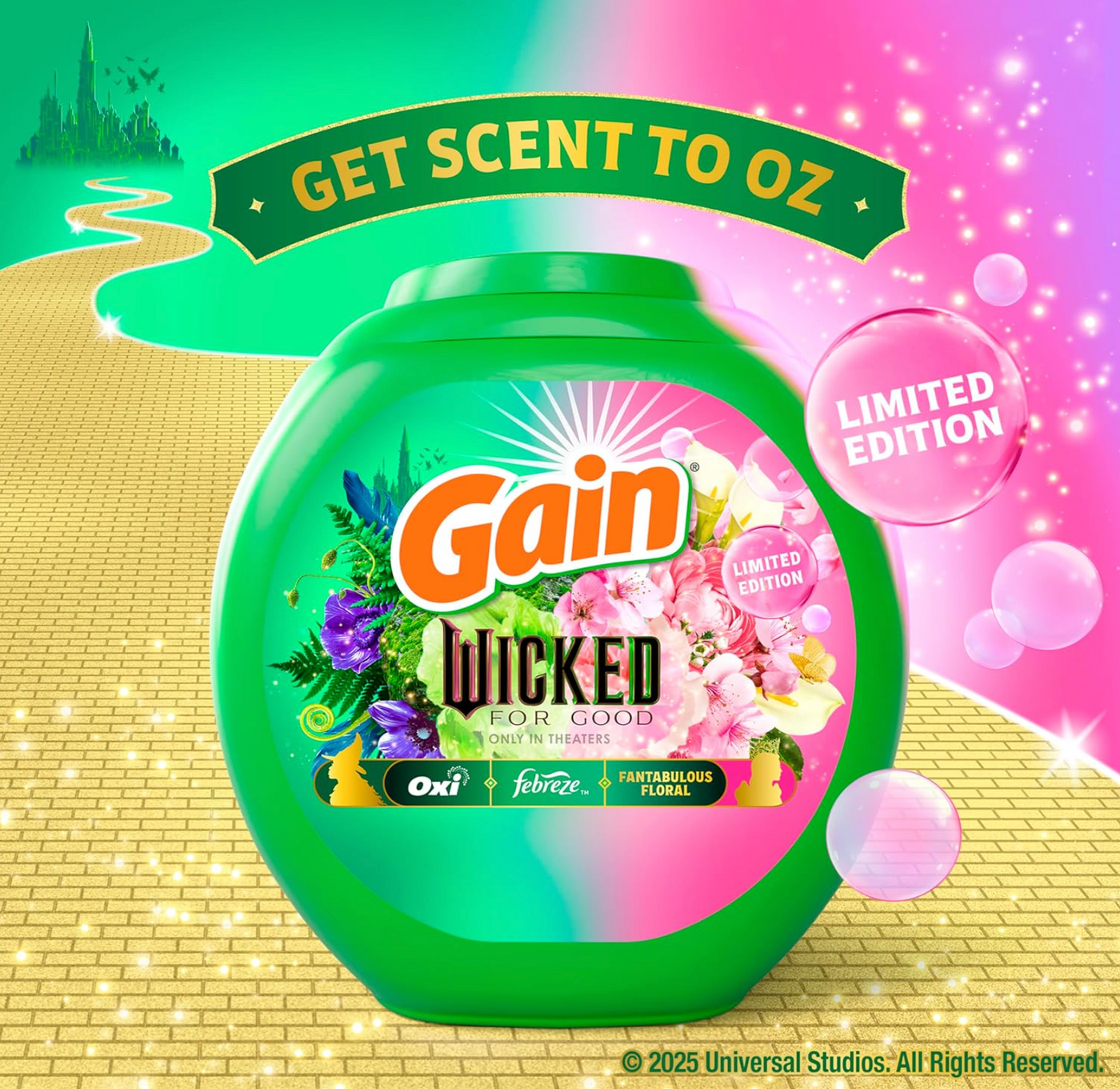Gain Flings Wicked For Good Limited Edition Laundry Detergent Pacs 42 Count New