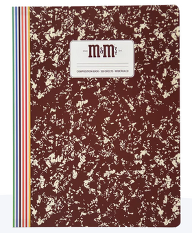 M&M's World Brown Composition Notebook New with Tag