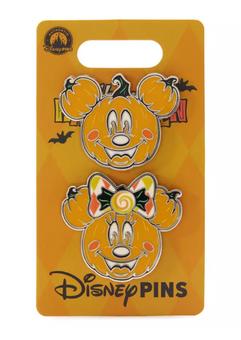 Disney Parks Mickey Minnie Mouse Jack-o'-Lanterns Happy Halloween Pin Set New