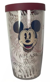 Disney Parks Mickey Minnie Mouse Aulani Palm Plastic Tumbler w Lid New with Tag
