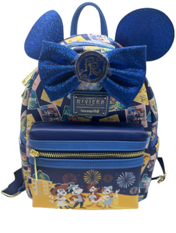 Disney Parks Riviera Resort Minnie Mini Blue Postcards Backpack Loungefly New