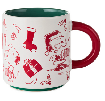 Hallmark Peanuts Holiday Snoopy Through the Decades Coffee Mug New