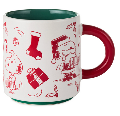 Hallmark Peanuts Holiday Snoopy Through the Decades Coffee Mug New