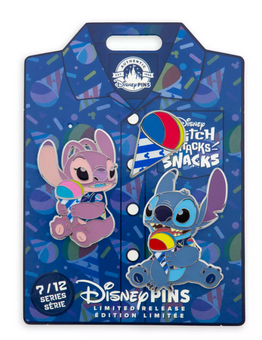 Disney Parks Stitch Attacks Snacks Pin Set – Shaved Ice – July New With Tag