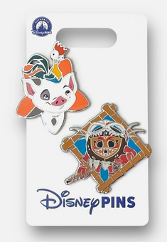 Disney Parks Moana Pua Hei Hei and Kakamora Set of Two Pins New With Card