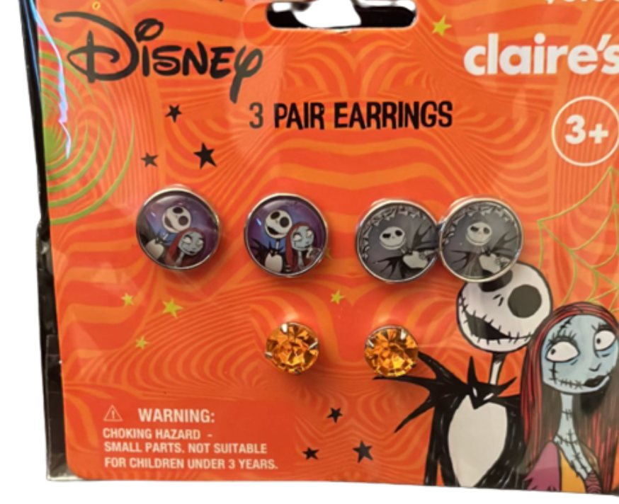 Disney Halloween Jack Skellington & Sally 3 Pair Earrings Set New with Tag