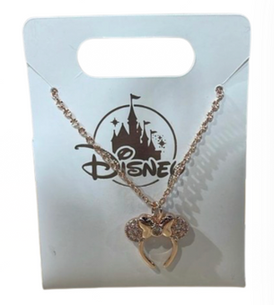 Disney Parks Minnie Mouse Ears Headband Necklace - Rose Gold New with Card