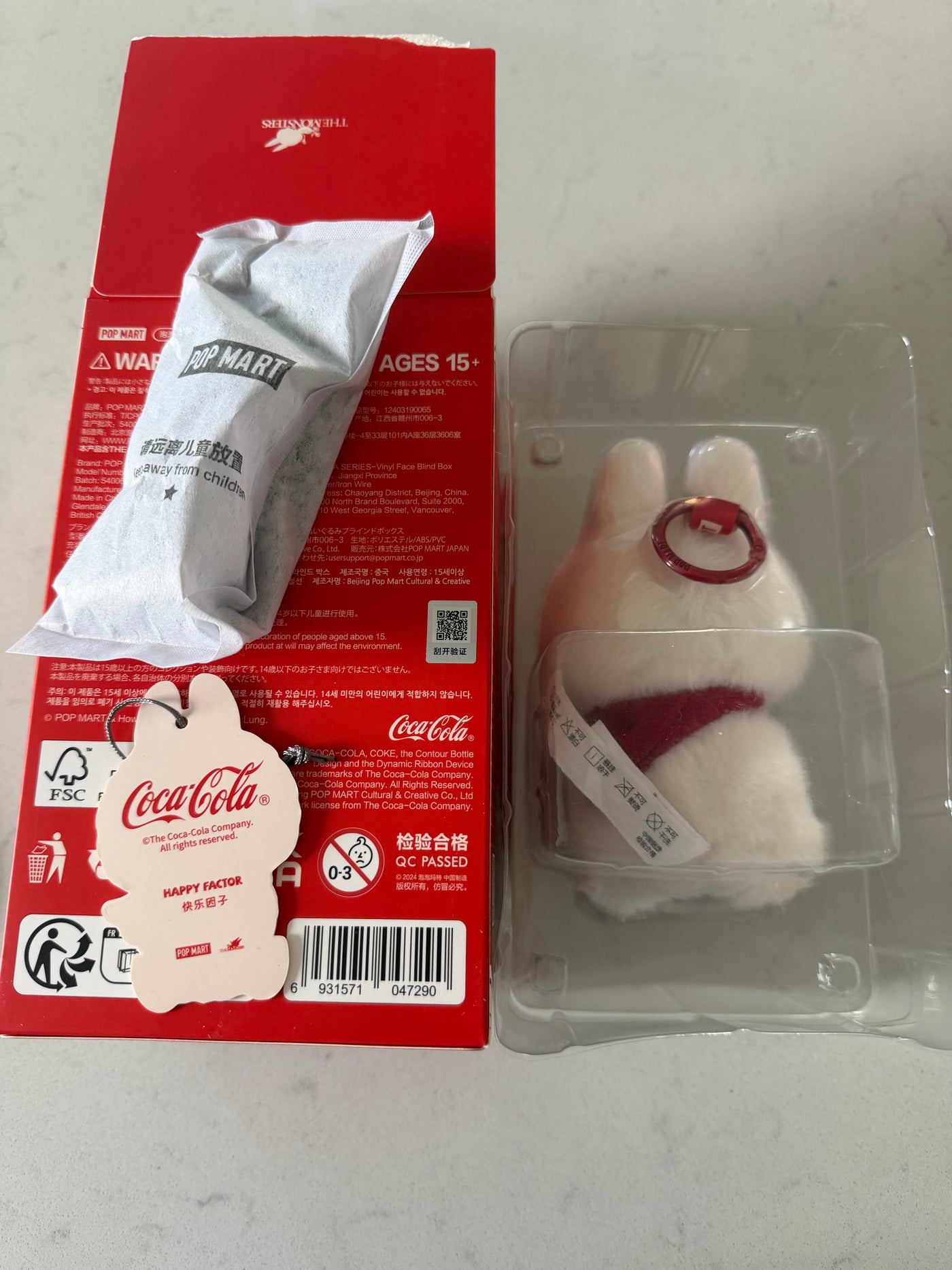 Pop Mart Labubu The Monsters Coca Cola Vinyl Face Plush Pendant Happy Factor New