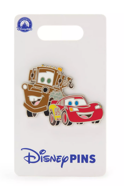Disney Parks Lightning McQueen and Mater Pin Cars New With Card