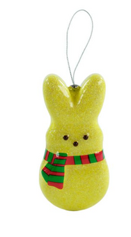 Ruz Distribution Peeps Yellow Bunny Glitter Christmas Ornament New With Tag