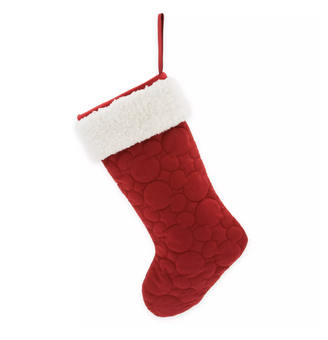 Disney Parks Holiday Homestead Quilted Mickey Icon Christmas Stocking New Tag