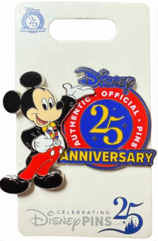 Disney Parks Mickey Mouse Pin Trading 25th Anniversary Logo Pin New With Card