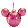 Disney Parks Mickey Icon Fuchsia Glass Ball Christmas Ornament New with Tag