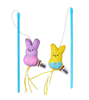 PEEPS Easter Bunny Plush Cat Wand 2-Piece Set - Purple & Yellow New With Tag