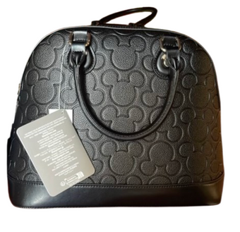 Disney Parks Exclusive Black Embossed Mickey Mouse Dome Satchel New with Tag
