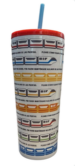 Disney Parks Monorail Tumbler with Straw Please Stand Clear Travel Stainless New