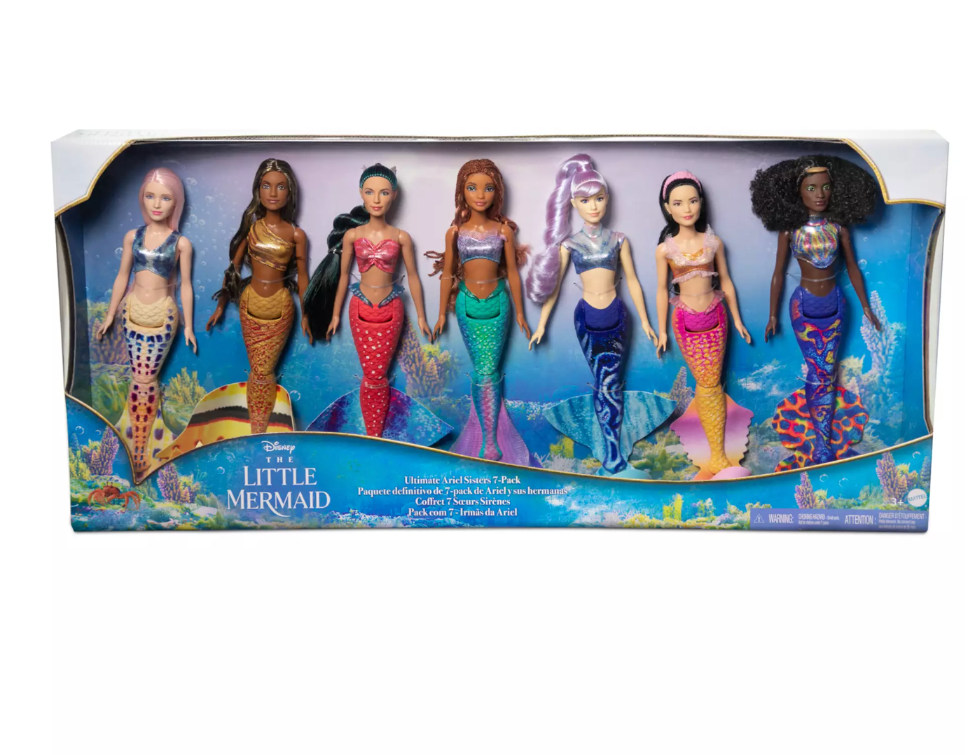 Disney The Little Mermaid Live Action Ultimate Ariel Sisters 7 Pack Doll Set New