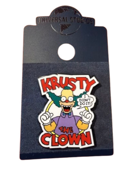 Universal Studios Simpsons I Didn't Do It! Krusty the Clown Enamel Pin New Card
