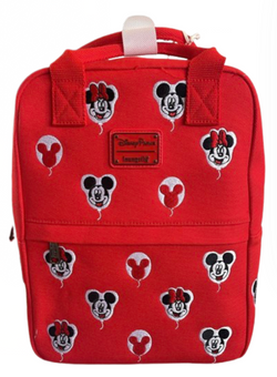 Disney Parks Backpack 2025 Loungefly Canvas Mickey Minnie Balloons Red New w Tag