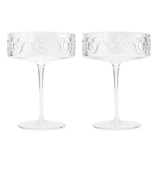 Disney Parks Home Collection Mickey Icon Coupe Glass Set of 2 New with Box