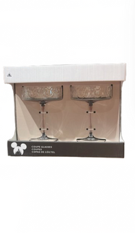 Disney Parks Home Collection Mickey Icon Coupe Glass Set of 2 New with Box