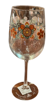 Disney Parks Epcot Norway Floral Mickey Mouse Icon Wine Glass New With Tag