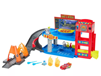 Disney Pixar Cars Race & Rescue Command Center Lightning McQueen Toy New W Tag