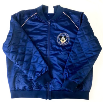 Disney Parks 50th Anniversary Mickey Castle Blue Bomber Jacket Size M New w Tag