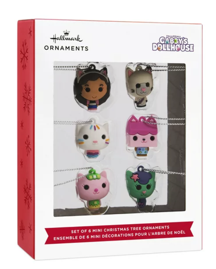 Hallmark Gabby's Dollhouse Mini Shatterproof Christmas Ornament Set New With Box