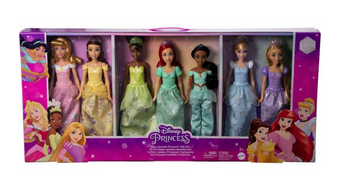 Disney Princess Story Sparkle Princess Doll 7-Pk Gift Set Toy New with Box