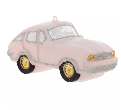 Robert Stanley Pink Sport Car Glass Christmas Ornament New with Tag