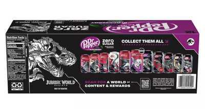 Dr Pepper Blackberry Zero Sugar Soda Jurassic World Rebirth 12 pack 12 fl oz Can