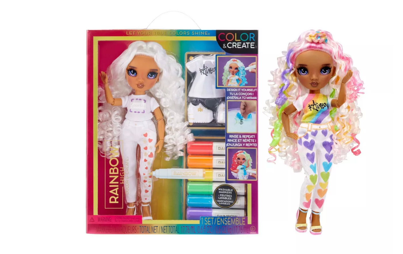 Rainbow High Color & Create Fashion Doll Purple Eyes/Curly Hair New With Box